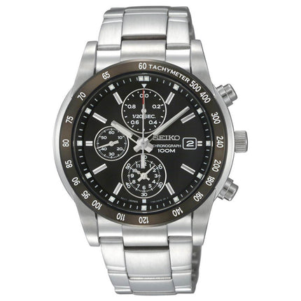 Seiko SNDC99 Men's Chronograph Black Dial Stainless Steel Bracelet Quartz Watch ,
