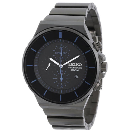 Seiko SNDD59 Men's Classic Chronograph Black Dial Black IP Steel Watch ,
