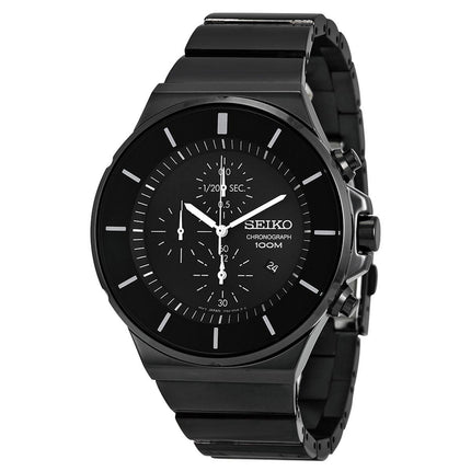 Seiko SNDD83 Men's Matrix Black Dial Black IP Steel Bracelet Chronograph Watch ,