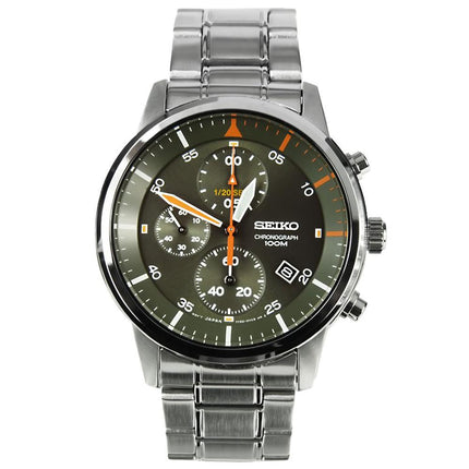 Seiko SNDE05 Men's Chronograph Black Dial Stainless Steel Bracelet Watch ,