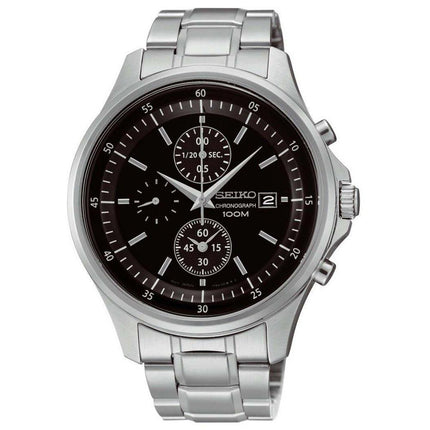 Seiko SNDE19 Men's Chronograph Black Dial Stainless Steel Bracelet Watch ,