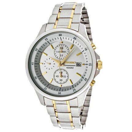 Seiko SNDE23 Men's Silver Dial Two-Tone Stainless Steel Bracelet Chronograph Watch ,