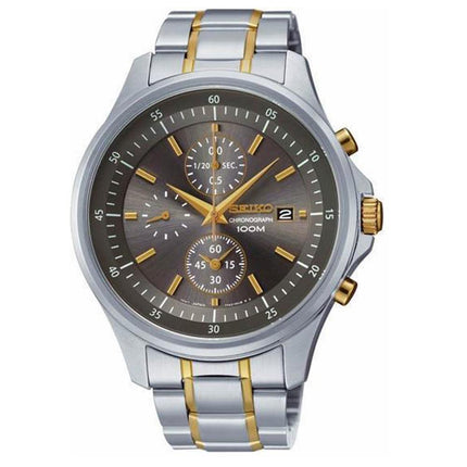 Seiko SNDE25 Men's Chronograph Grey Dial Two Tone Steel Bracelet Watch ,