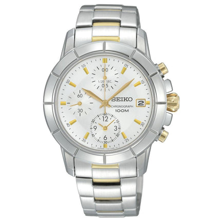 Seiko SNDY25P1 Women's Silver Dial Two Tone Bracelet Chronograph Watch ,