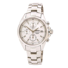 Seiko SNDY31P1 Women's White MOP Dial Steel Bracelet Chronograph Watch
