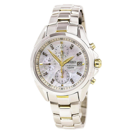 Seiko SNDY33P1 Women's White MOP Dial Two Tone Bracelet Chronograph Watch ,