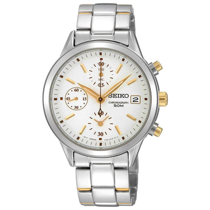 Seiko SNDY41P1 Women's Chronograph White Dial Two Tone Bracelet Watch ,
