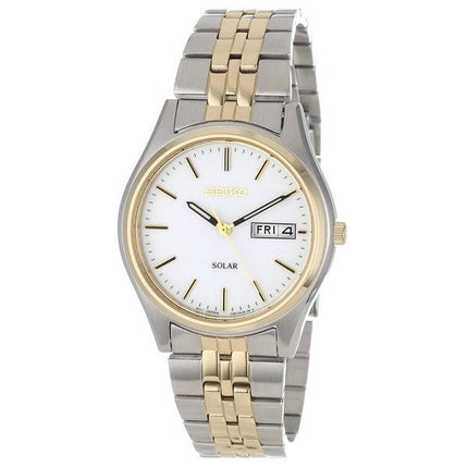 Seiko SNE032 Men's Stainless Steel Silver White Dial Solar Watch ,