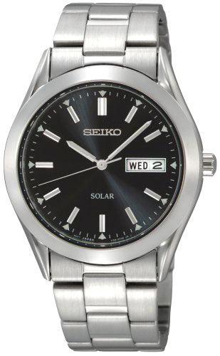 Seiko SNE039 Men's Black Dial Stainless Steel Solar Watch ,