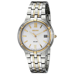 Seiko SNE066 Men's Two Tone Solar Powered Silver Dial Watch