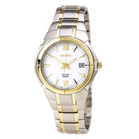 Seiko SNE088 Men's Two Tone Solar Powered White Dial Watch ,