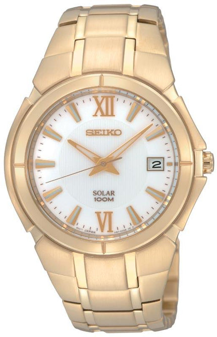 Seiko SNE090 Men's Silver Dial Gold Tone Stainless Steel Watch ,