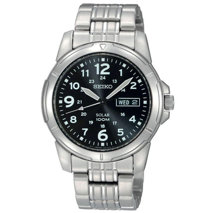 Seiko SNE095 Men's Solar Black Dial Stainless Steel Bracelet Watch ,