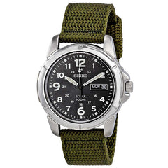 Seiko SNE095P2 Men's Solar Black Dial Green Nylon Strap Watch
