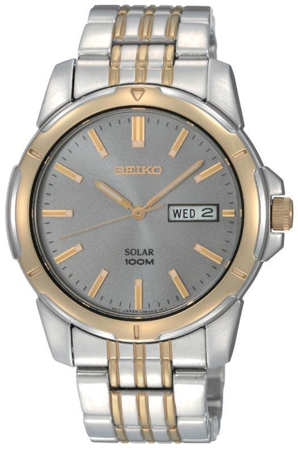 Seiko SNE098 Men's Two Tone Stainless Steel Charcoal Dial Quartz Watch ,