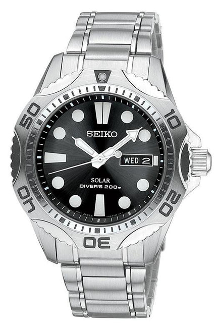 Seiko SNE107 Men's Black Dial Stainless Steel Solar Powered Watch ,