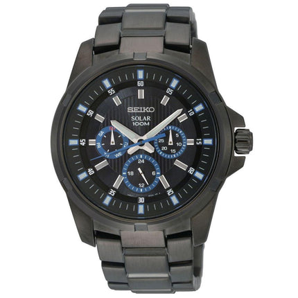 Seiko SNE119P1 Men's Solar Black Dial Black IP Stainless Steel Bracelet Watch ,