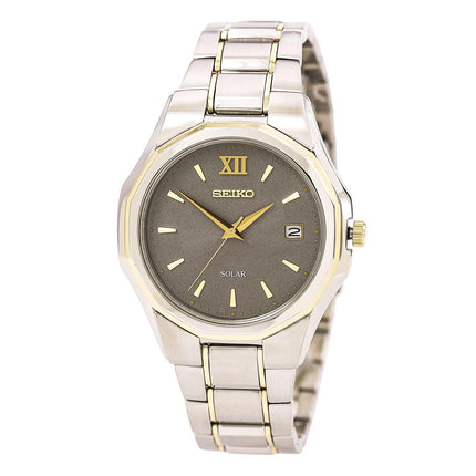 Seiko SNE166 Men's Core Solar Grey Dial Two Tone Steel Watch ,