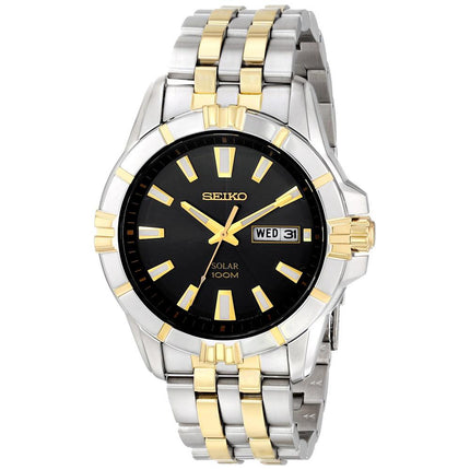 Seiko SNE176 Men's Solar Black Dial Two Tone Stainless Steel Watch ,