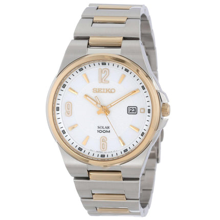 Seiko SNE210 Men's Solar Classic Sport White Dial Two Tone Steel Dress Watch ,
