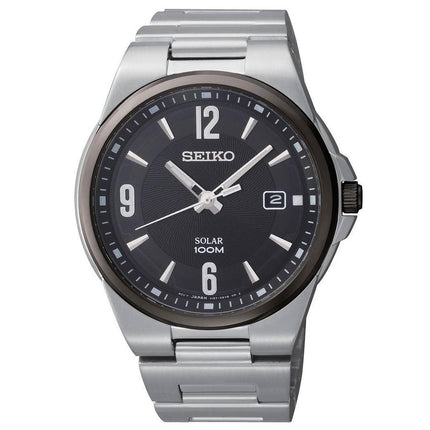 Seiko SNE211 Men's Solar Black Dial Stainless Steel Bracelet Quartz Watch ,