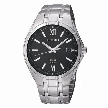 Seiko SNE215 Men's Solar Black Dial Stainless Steel Bracelet Watch ,