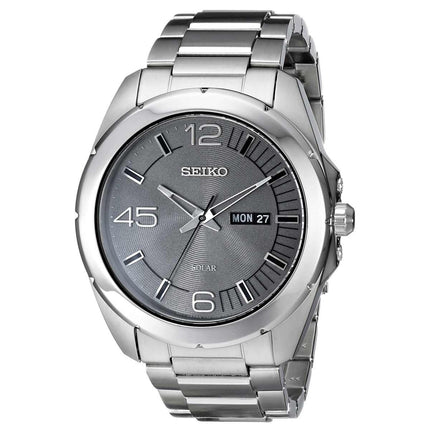 Seiko SNE273 Men's Core Grey Dial Stainless Steel Solar Watch ,