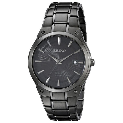 Seiko SNE325 Men's Core Solar Black Dial Black IP Steel Bracelet Power Reserve Watch ,