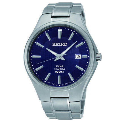 Seiko SNE381 Men's Core Solar Blue Dial Titanium Bracelet Power Reserve Watch ,