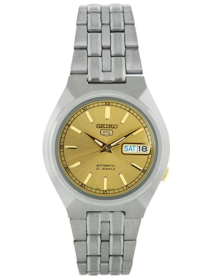 Seiko SNK303K Men's Gold Dial 30M WR Stainless Steel Watch ,