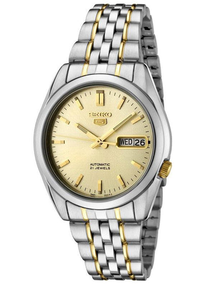 Seiko SNK365K Men's TT Stainless Steel Automatic Gold Dial Watch ,