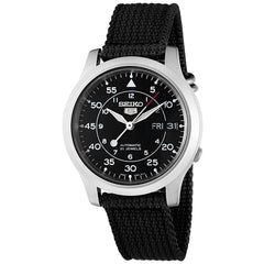 Seiko SNK809K2 Men's Aviator Black Dial Nylon Strap Automatic Watch