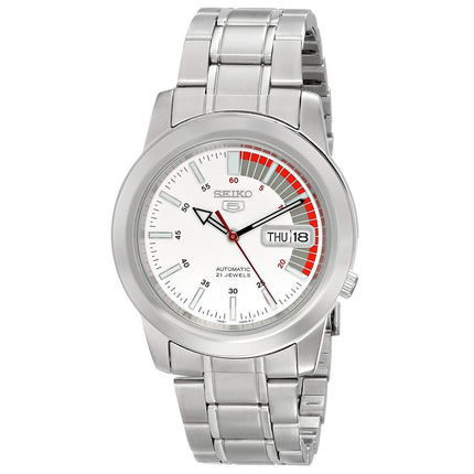 Seiko SNKK25 Men's 5 Automatic Stainless Steel Bracelet White Dial Watch ,