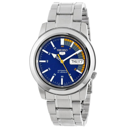 Seiko SNKK27 Men's Seiko 5 Automatic Stainless Steel Bracelet Blue Dial Day Date Watch ,