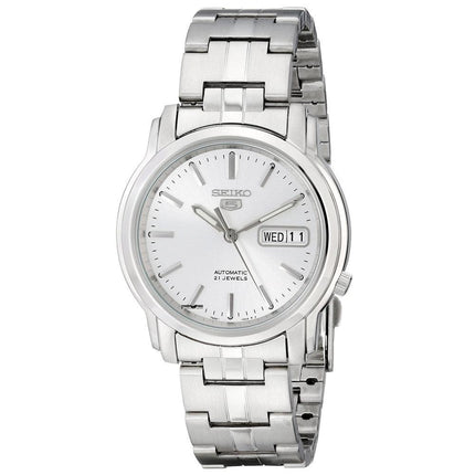 Seiko SNKK65 Men's Seiko 5 Automatic Silver Tone Dial Steel Bracelet Watch ,