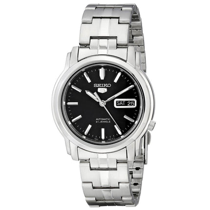 Seiko SNKK71 Men's 5 Automatic Black Dial Stainless Steel Bracelet Day Date Watch ,