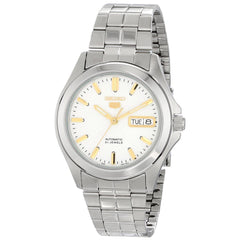 Seiko SNKK89 Men's 5 Automatic White Dial Stainless Steel Bracelet Day Date Watch