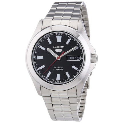 Seiko SNKL09 Men's 5 Automatic Steel Bracelet Black Dial Day Date Watch ,