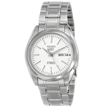 Seiko SNKL41 Men's 5 Automatic Stainless Steel Bracelet White Dial Day Date Watch ,