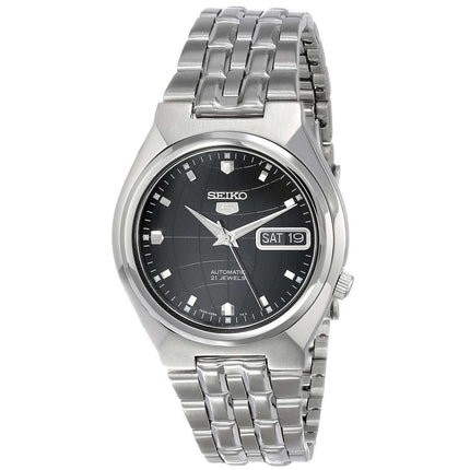 Seiko SNKL71 Men's 5 Automatic Day Date Stainless Steel Bracelet Black Dial Watch ,