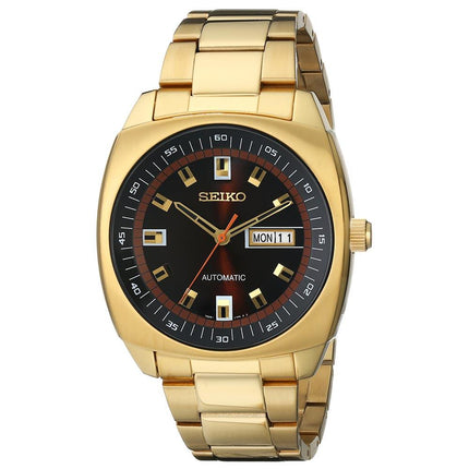 Seiko SNKM98 Men's Recraft Brown Dial Yellow Gold Steel Bracelet Automatic Watch ,