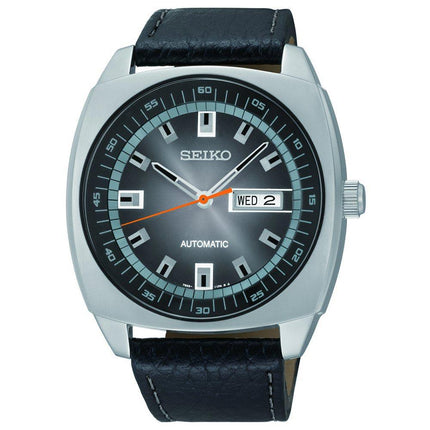 Seiko SNKN01 Men's Recraft Black Dial Black Leather Strap Automatic Watch ,