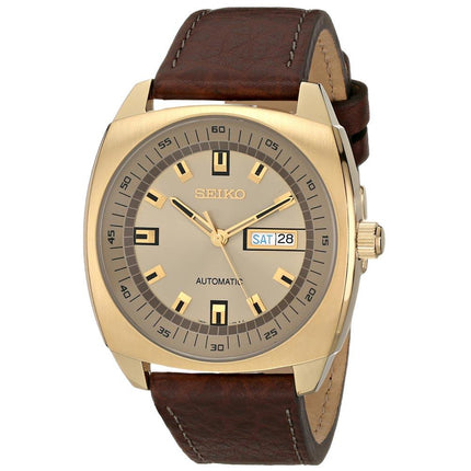 Seiko SNKN02 Men's Recraft Champagne Dial Brown Leather Strap Automatic Watch ,