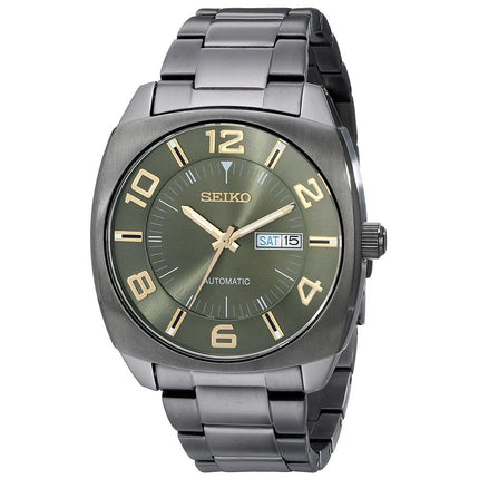 Seiko SNKN35 Men's Recraft Green Dial Black IP Steel Bracelet Automatic Watch ,