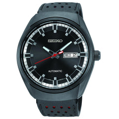 Seiko SNKN45 Men's Recraft Black Dial Black Leather Strap Automatic Day Date Watch