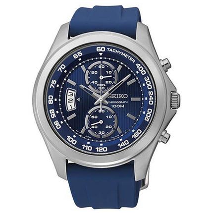 Seiko SNN261 Men's Chrono Blue Dial Blue Rubber Strap Quartz Watch ,