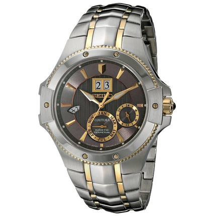 Seiko SNP108 Men's Coutura Grey Dial Two Tone Steel Power Reserve Kinetic Watch ,