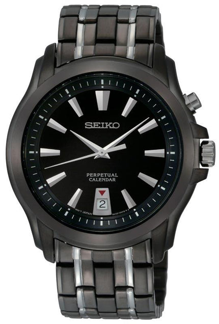 Seiko SNQ121 Men's Two Tone Black IP Plated Perpetual Calendar Watch ,