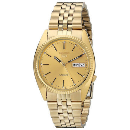 Seiko SNXJ94 Men's 5 Automatic Gold Tone Dial Yellow Gold Plated Steel Bracelet Watch ,
