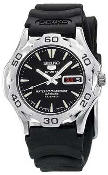Seiko SNZD31 Men's Black Dial Rubber Strap Automatic Watch ,